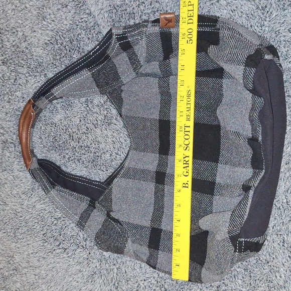 🐑 Wool blend plaid hobo shoulder tote bag/purse. Rare & Unique! - Picture 5 of 11
